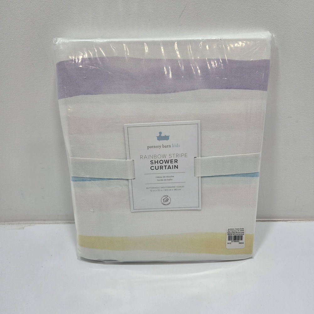 Pottery Barn Kids RAINBOW STRIPE Shower Curtain NEW w/tags  72"x72"